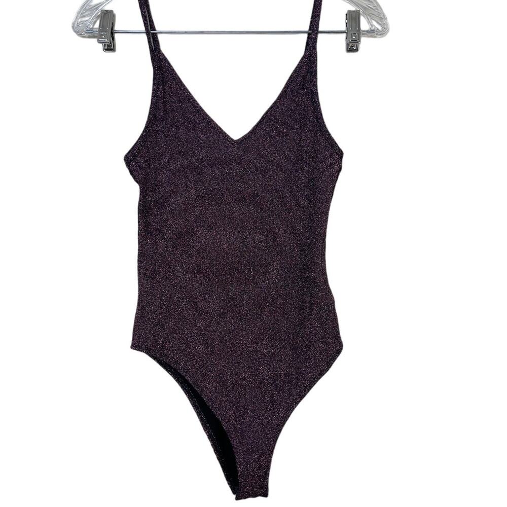 Topshop Pink Sparkly Bodysuit Size 8